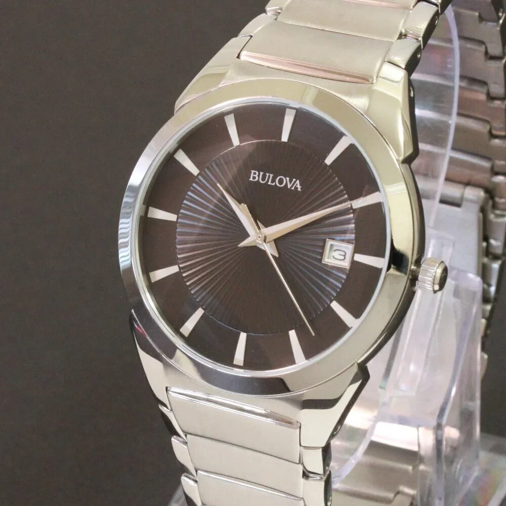 Bulova Men's Classic Quartz Watch Black Textured Dial Stainless Steel 38mm